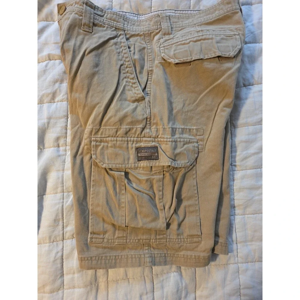 VTG Y2K Aeropostale Heavyweight Cargo Shorts Skater Paratrooper‎ Mens 29 Tan